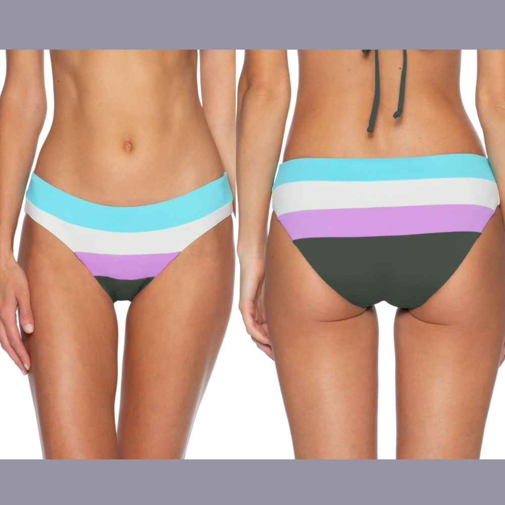 NEW Becca [ XL‎ ] Circuit Colorblock Bikini Bottom in Basil Green/ Blue